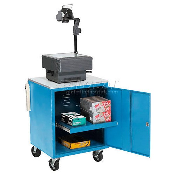 Global Industrial Audio Visual Cart w/ Lockable Cabinet, 500 Lb. Capacity, Blue 241659BL